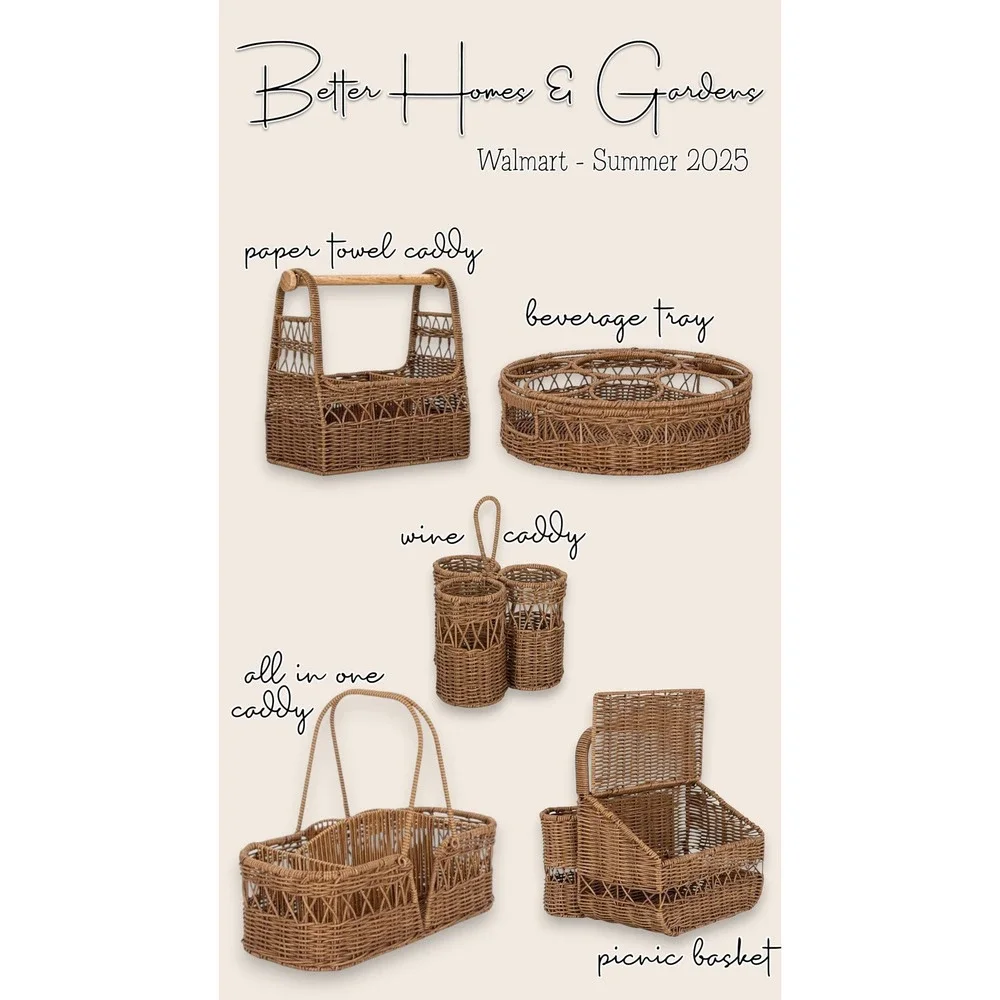 Better‎ Homes & Gardens Wine Caddy, Brown Rattan - Walmart Summer 2025